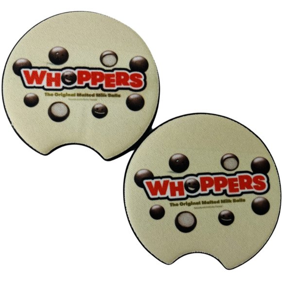 Car Coasters Whoppers Chocolate Candy Bar Snack Junk Food Set of 2 Neoprene - Picture 2 of 9